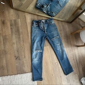 Re/Done High Rise Ankle Crop Jeans
